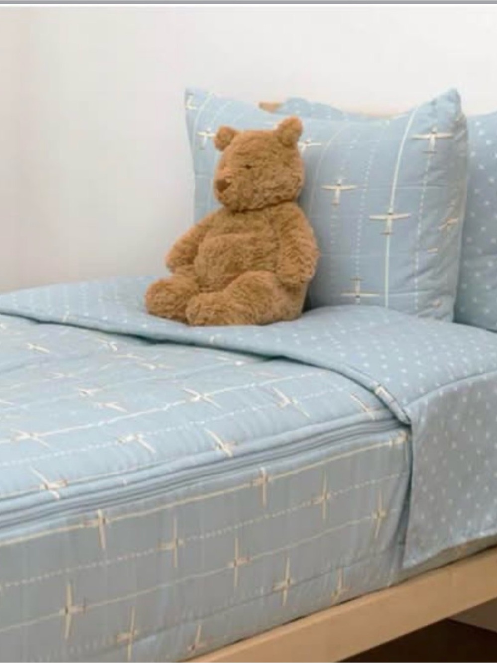 “Take flight” zippered toddler bedding